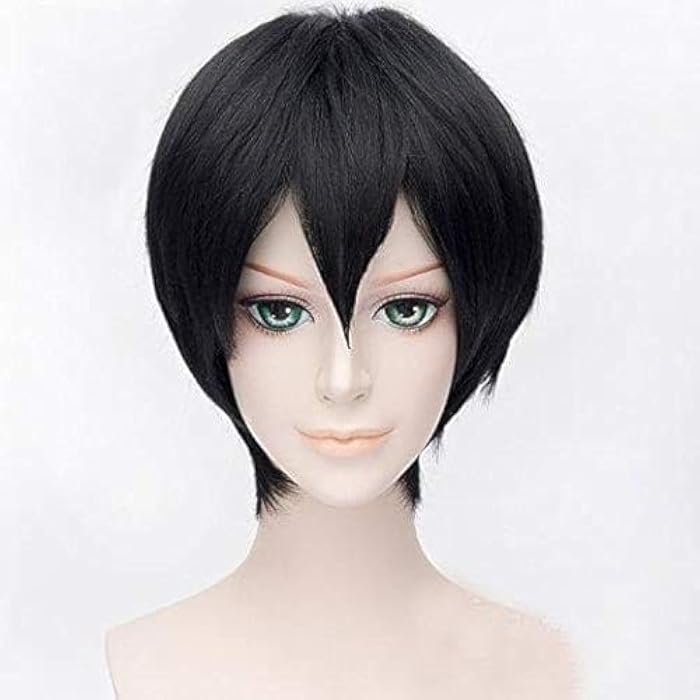 Men's Black Short Straight Hair Wig - Image 1